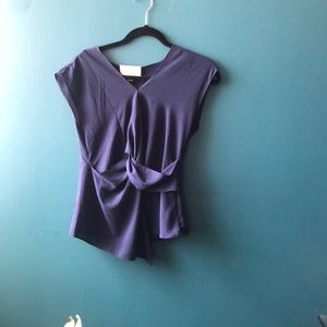 Sleeveless navy blue blouse